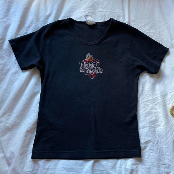 Vintage Rhinestone House of Blues Baby Tee - Picture 1 of 8